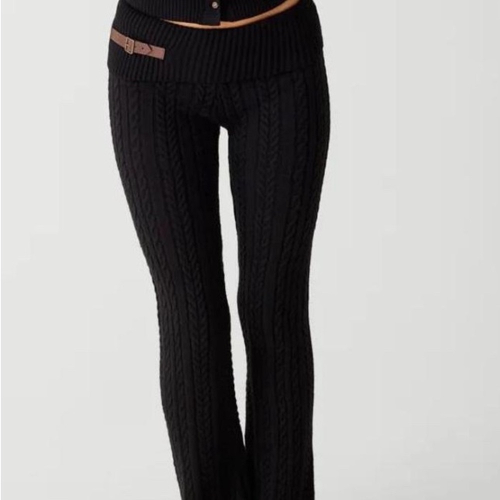 Frankie’s Bikinis Black Cable Knit Women's Pants